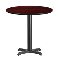 Flash Furniture XU-RD-30-MAHTB-T2222-GG 30" Round Mahogany Laminate Table Top with 22" Table Height Base